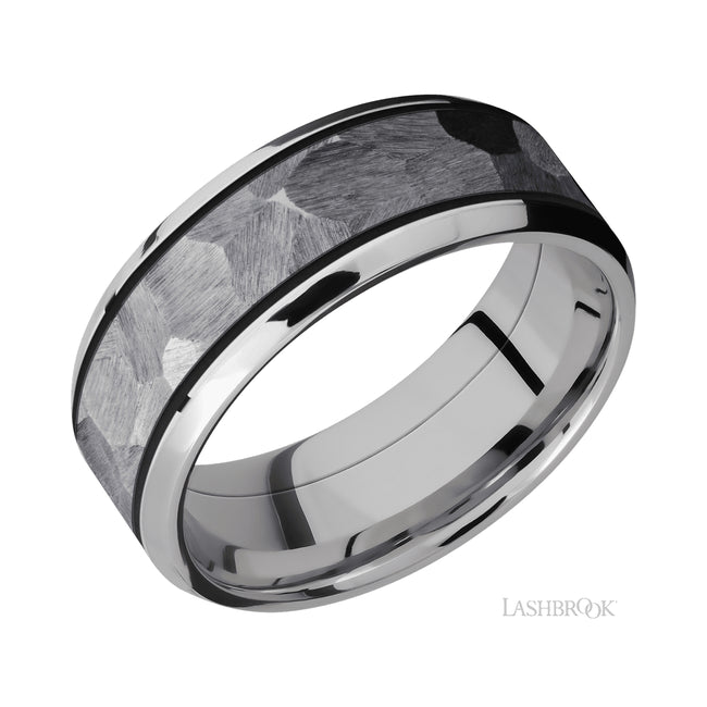 Lashbrook Beveled/Cobalt Chrome Band with Centered inlay of Tantalum