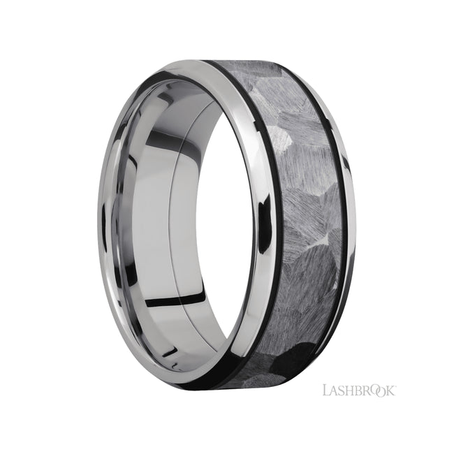 Lashbrook Beveled/Cobalt Chrome Band with Centered inlay of Tantalum