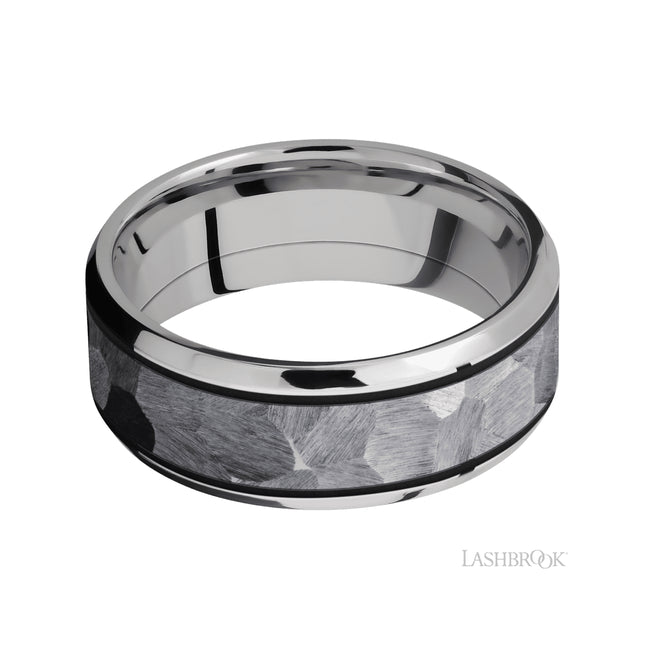 Lashbrook Beveled/Cobalt Chrome Band with Centered inlay of Tantalum