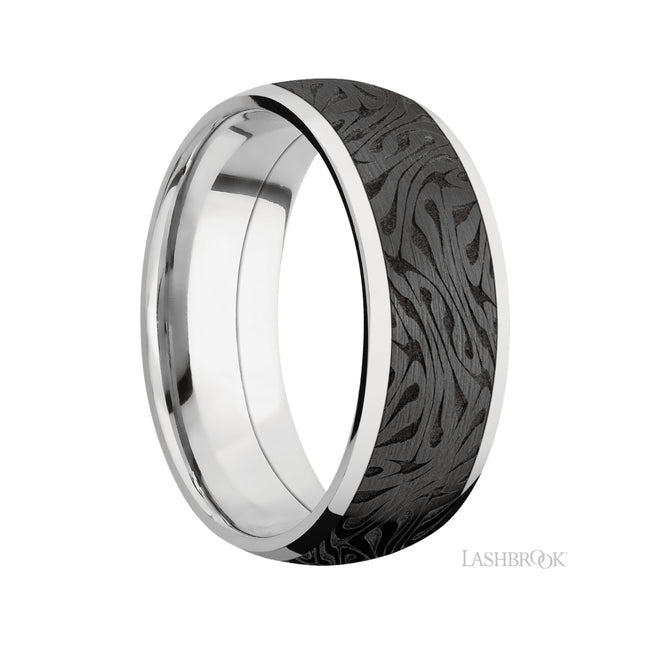 Lashbrook Domed/Cobalt Chrome Band with one inlay of Zirconium with pattern