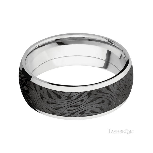 Lashbrook Domed/Cobalt Chrome Band with one inlay of Zirconium with pattern
