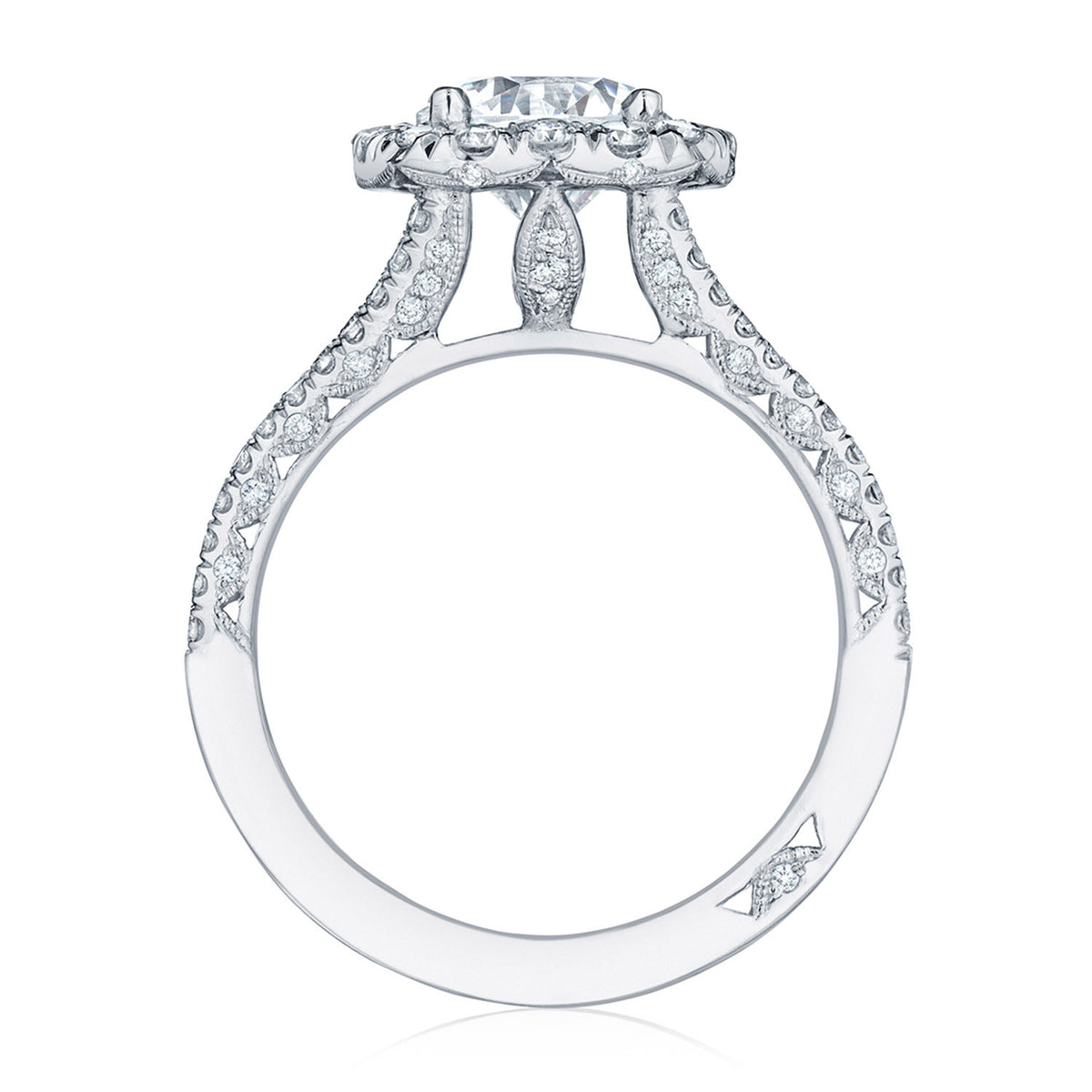 Tacori 18K White Gold Round with Cushion Bloom Engagement Ring