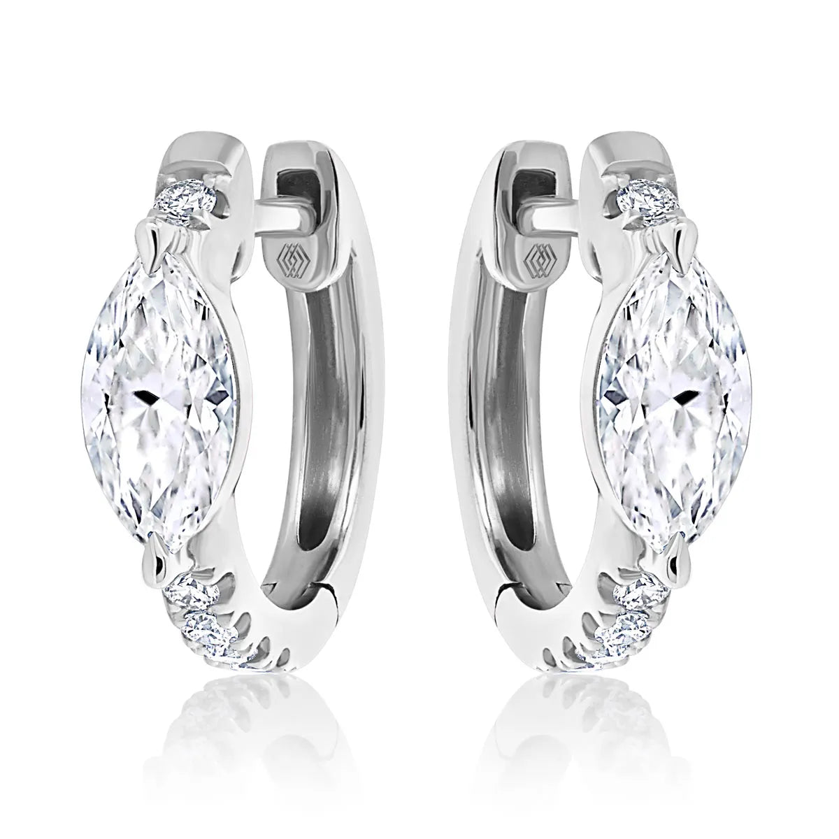 18k gold diamond gemstone earrings with hug center design