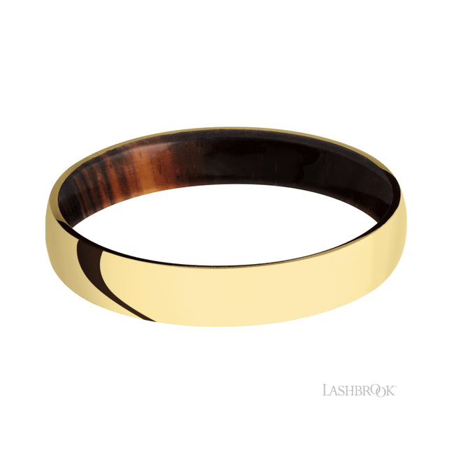 Lashbrook Domed 14K Yellow Gold Band featuring a Cocobolo sleeve
