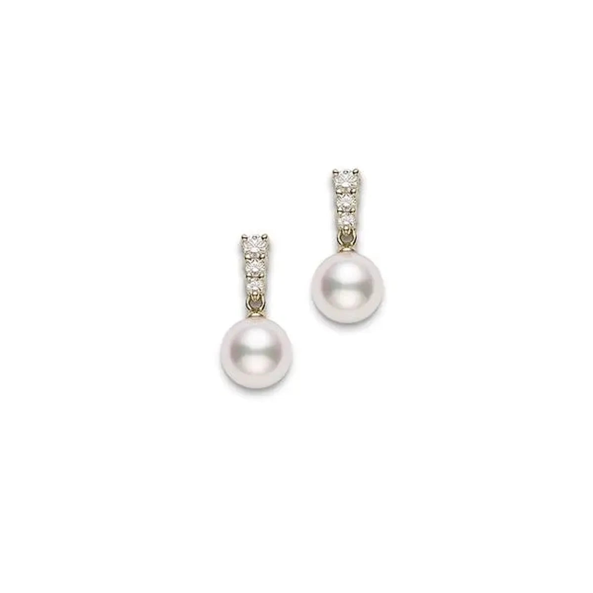 Mikimoto Morning Dew Akoya Cultured Pearl Earrings 18k Yellow Gold