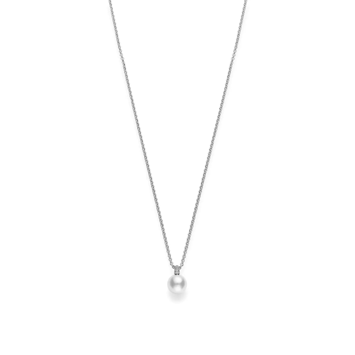 Mikimoto Akoya Cultured Pearl and Diamond Pendant in 18k White Gold