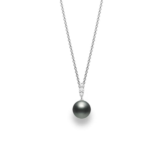 Mikimoto Morning Dew Black South Sea Cultured Pearl and Diamond Pendant