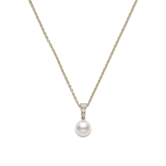 Mikimoto Morning Dew Akoya Cultured Pearl Pendant with Diamond in 18K Gold