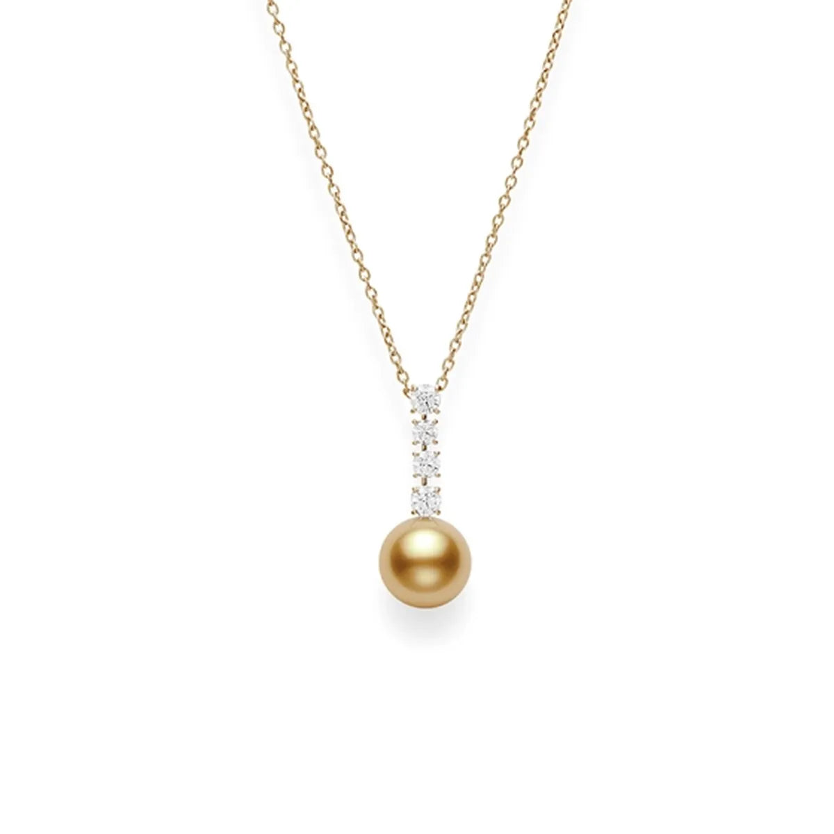 Mikimoto Golden South Sea Cultured Pearl Pendant with Diamonds in 18K Yellow Gold