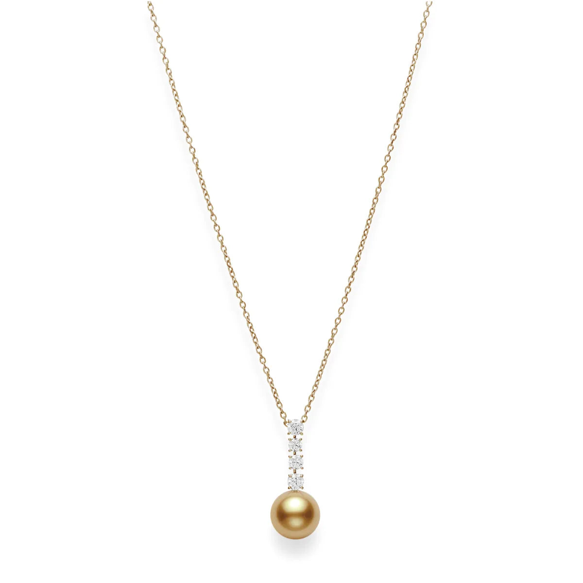 Mikimoto Golden South Sea Cultured Pearl Pendant with Diamonds in 18K Yellow Gold