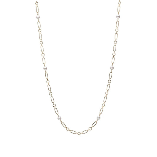 Mikimoto Akoya Cultured Pearl Necklace in 18k Yellow Gold