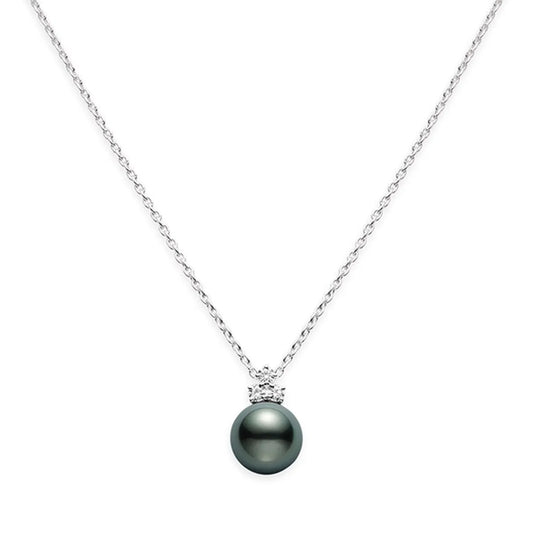 Mikimoto Classic Black Pearl Pendant with Diamonds