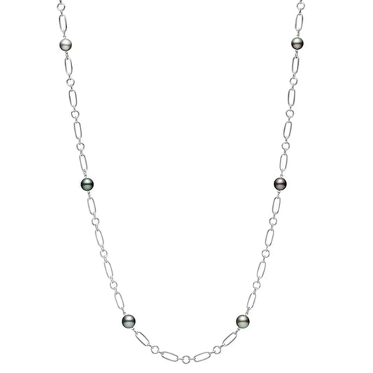 Mikimoto black South Sea pearl necklace in white gold