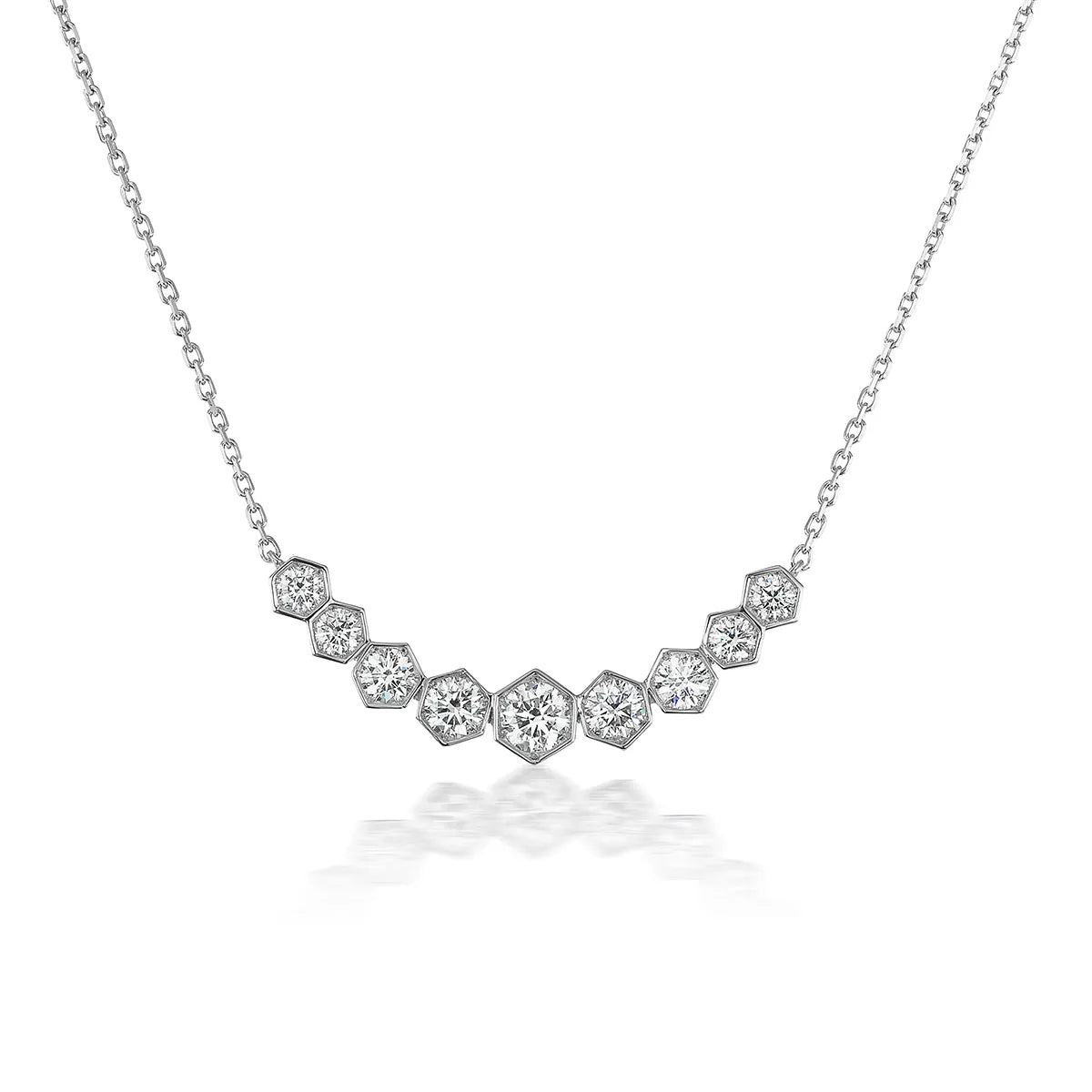 18k gold diamond necklace pendant with hexagonal design