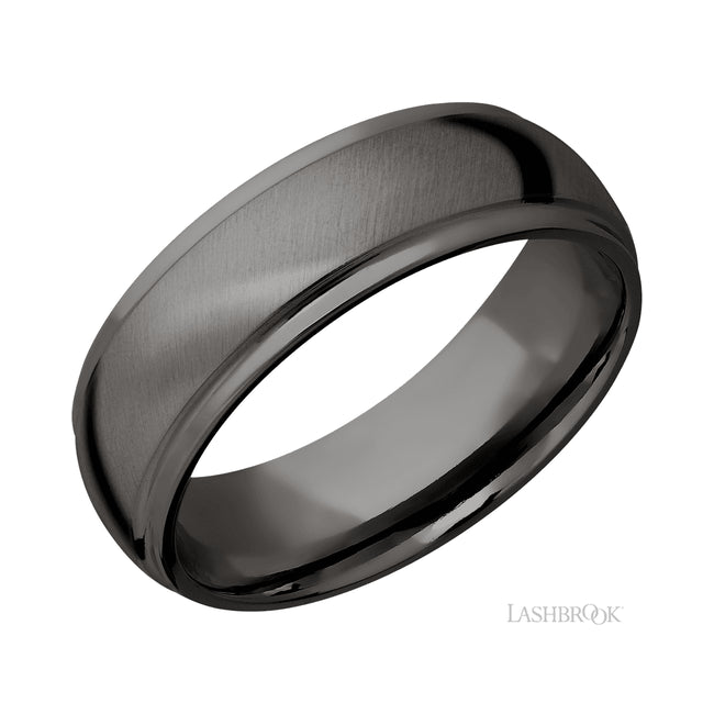 Lashbrook Domed Stepped Down Edges Tantalum Noir Band