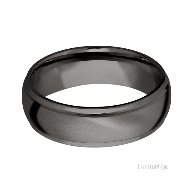Lashbrook Domed Stepped Down Edges Tantalum Noir Band