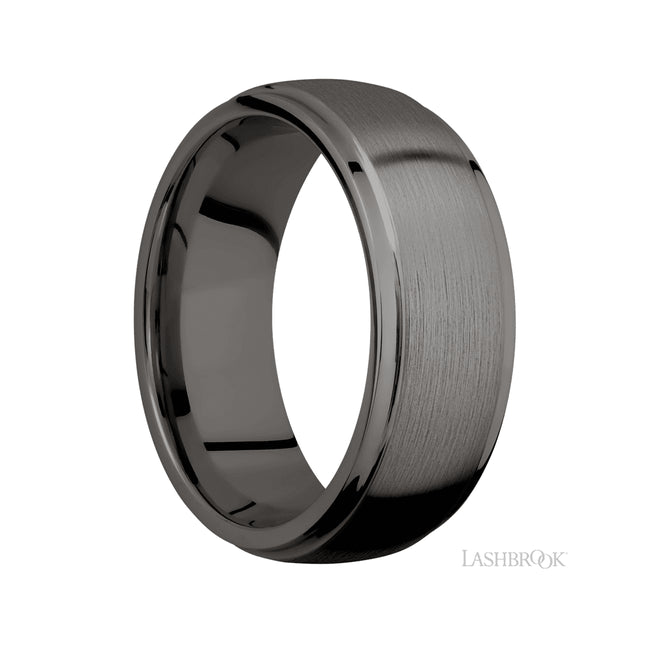 Lashbrook Domed Stepped Down Edges Tantalum Noir Band