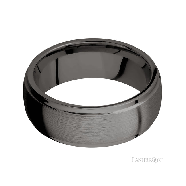 Lashbrook Domed Stepped Down Edges Tantalum Noir Band