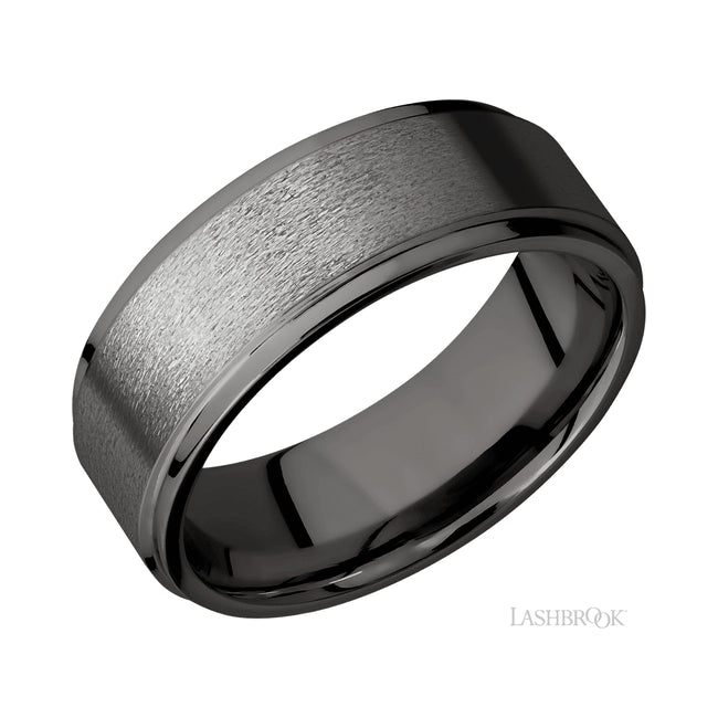 Lashbrook Flat Grooved Edges Tantalum Noir Band