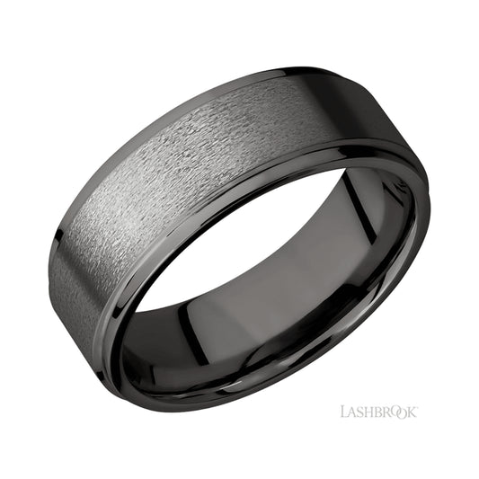 Lashbrook Flat Grooved Edges Tantalum Noir Band