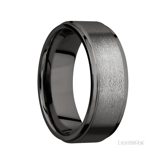 Lashbrook Flat Grooved Edges Tantalum Noir Band