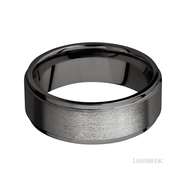 Lashbrook Flat Grooved Edges Tantalum Noir Band