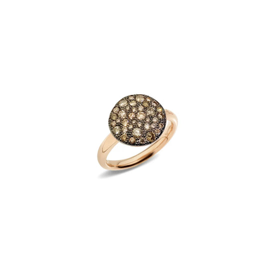 Pomellato 18k white rhodium plated and 18k rose gold Sabbia ring