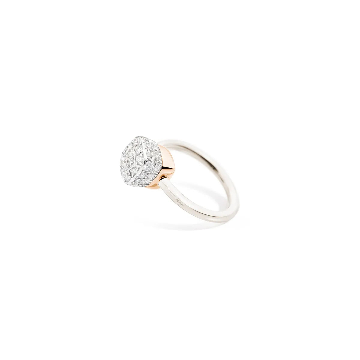 Pomellato 18k white rhodium plated and 18k rose gold Nudo Petit ring