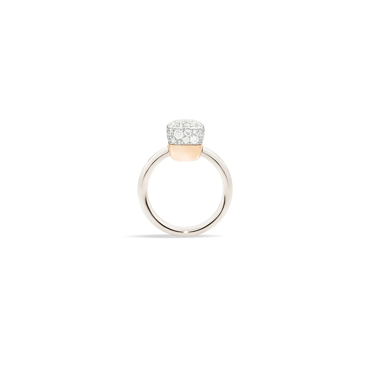 Pomellato 18k white rhodium plated and 18k rose gold Nudo Petit ring