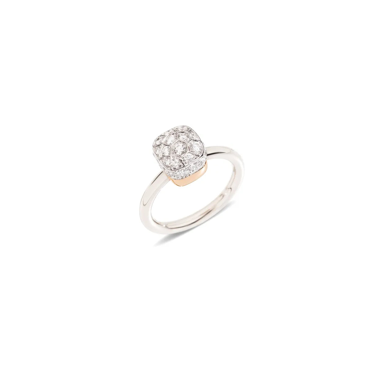 Pomellato 18k white rhodium plated and 18k rose gold Nudo Petit ring