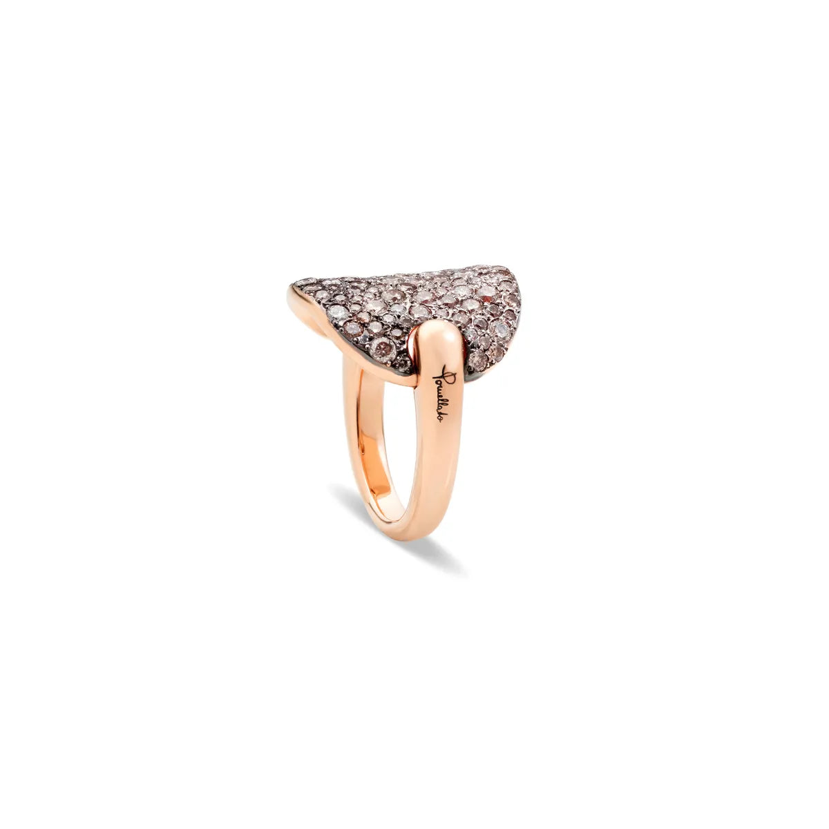 Pomellato 18k white rhodium plated and 18k rose gold Sabbia ring