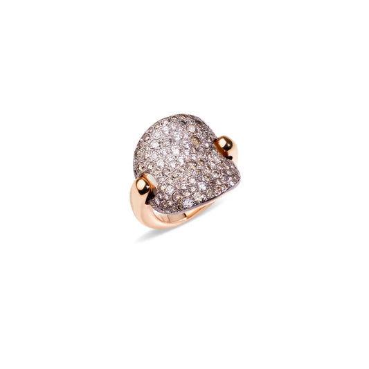Pomellato 18k white rhodium plated and 18k rose gold Sabbia ring