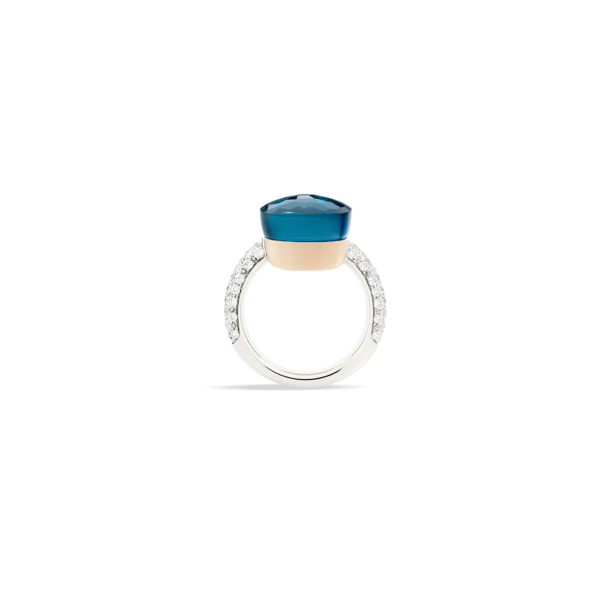 Pomellato 18k white rhodium plated and 18k rose gold Nudo Classic ring