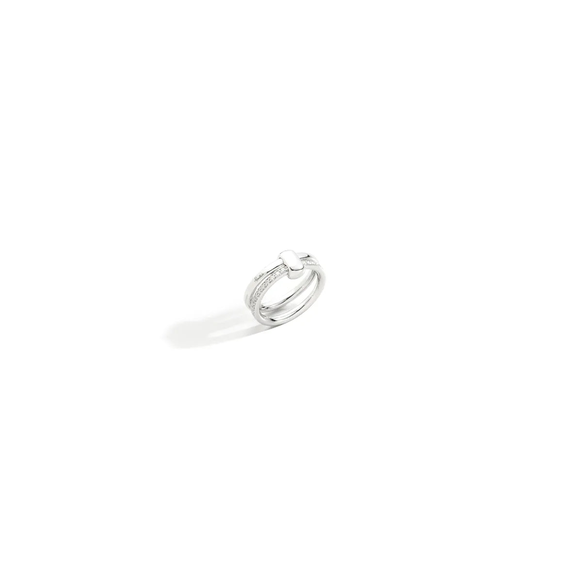 Pomellato 18k White Rhodium Plated Together Double Ring