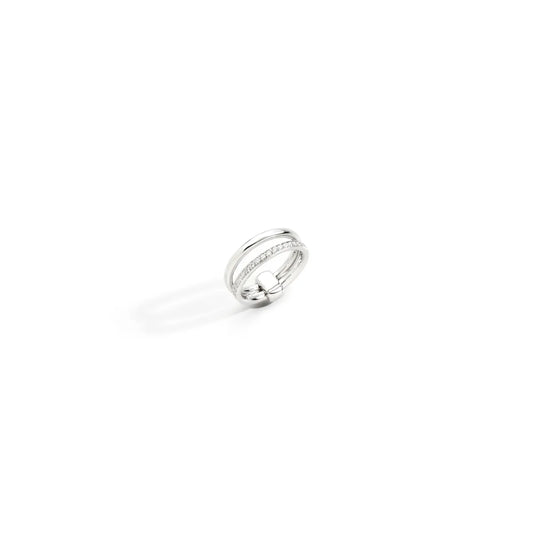 Pomellato 18k White Rhodium Plated Together Double Ring