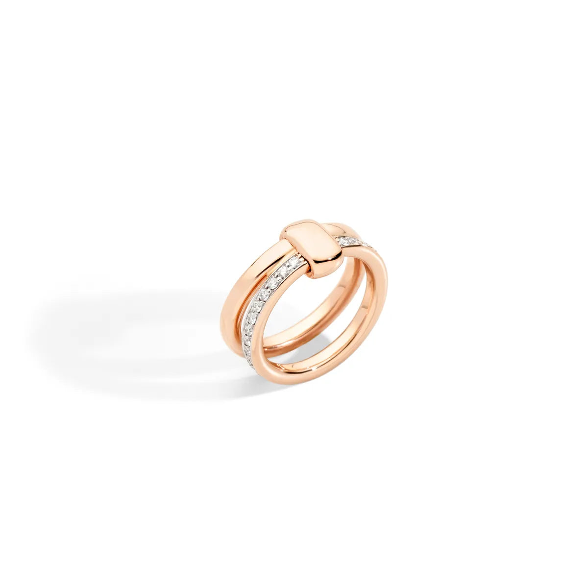 Pomellato 18k White Rhodium Plated 18k Rose Gold Double Ring