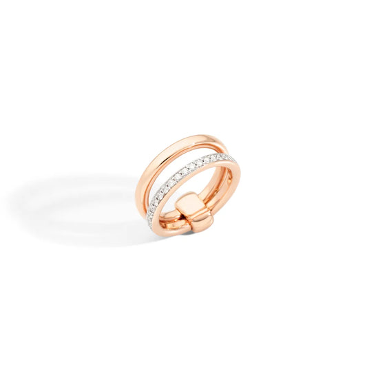Pomellato 18k White Rhodium Plated 18k Rose Gold Double Ring