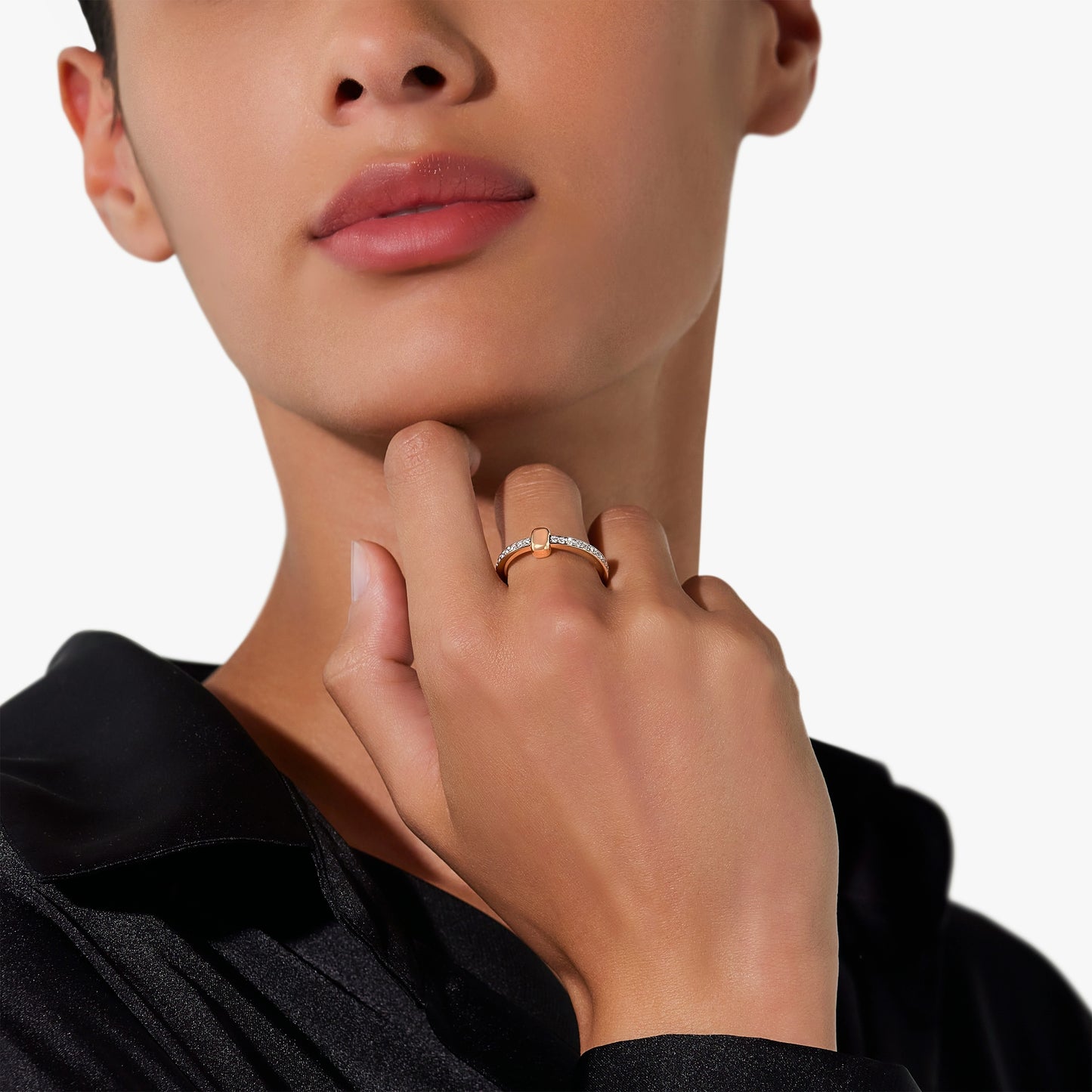 Pomellato Together Ring With White Diamonds And Gold Link