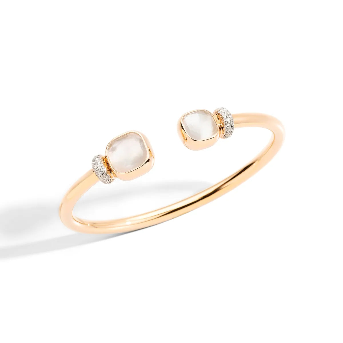 Pomellato 18k white rhodium plated and 18k rose gold Nudo bracelet