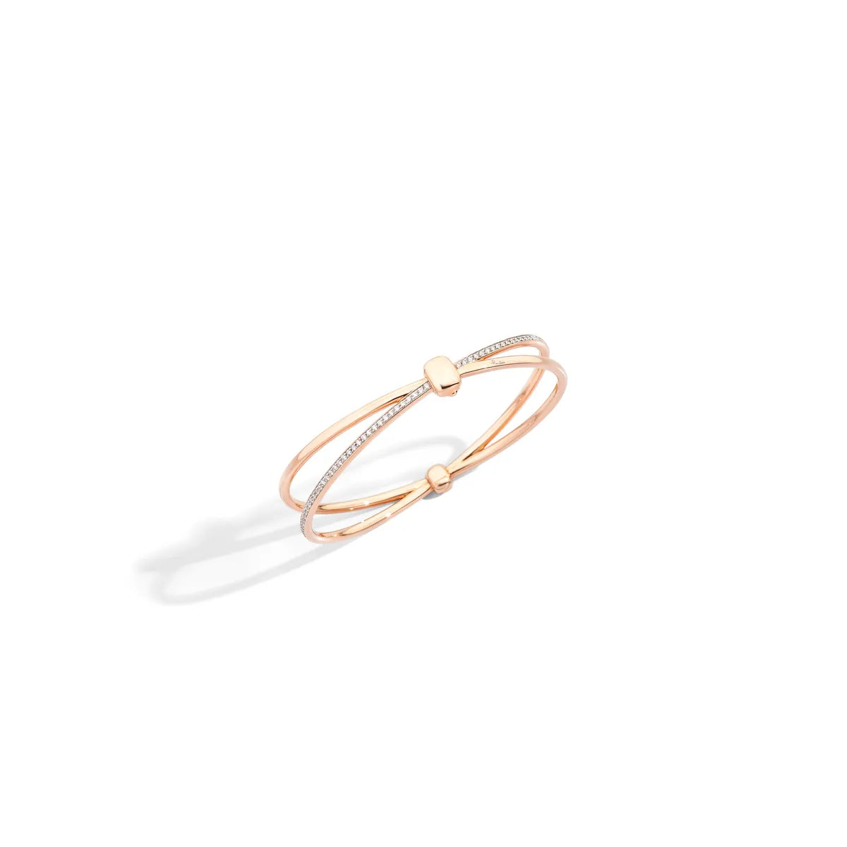Pomellato 18k white rhodium plated and 18k rose gold bangle bracelet
