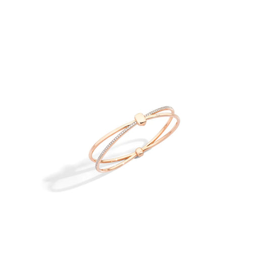 Pomellato 18k white rhodium plated and 18k rose gold bangle bracelet