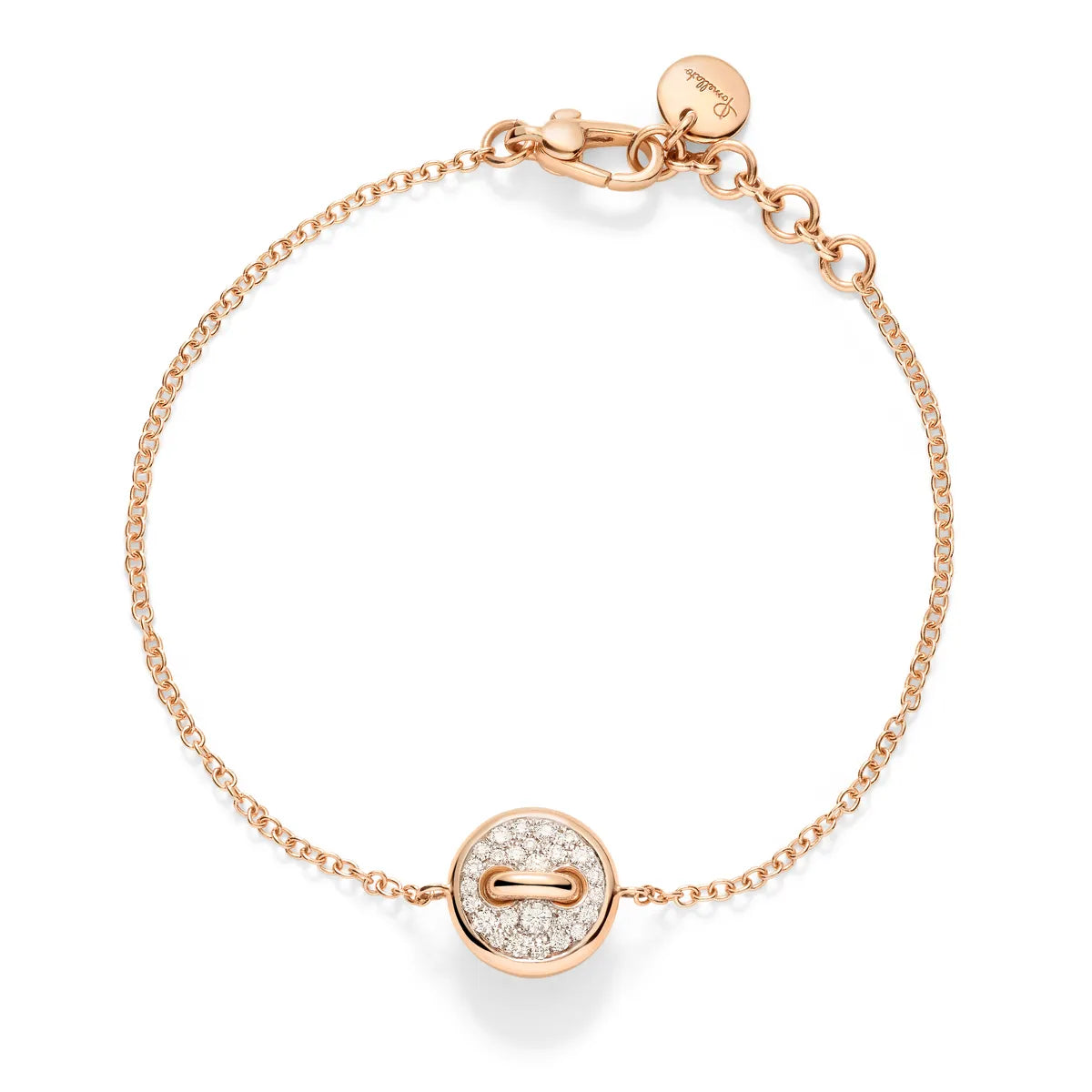 Pomellato 18k white rhodium plated and 18k rose gold pom pom dot bracelet