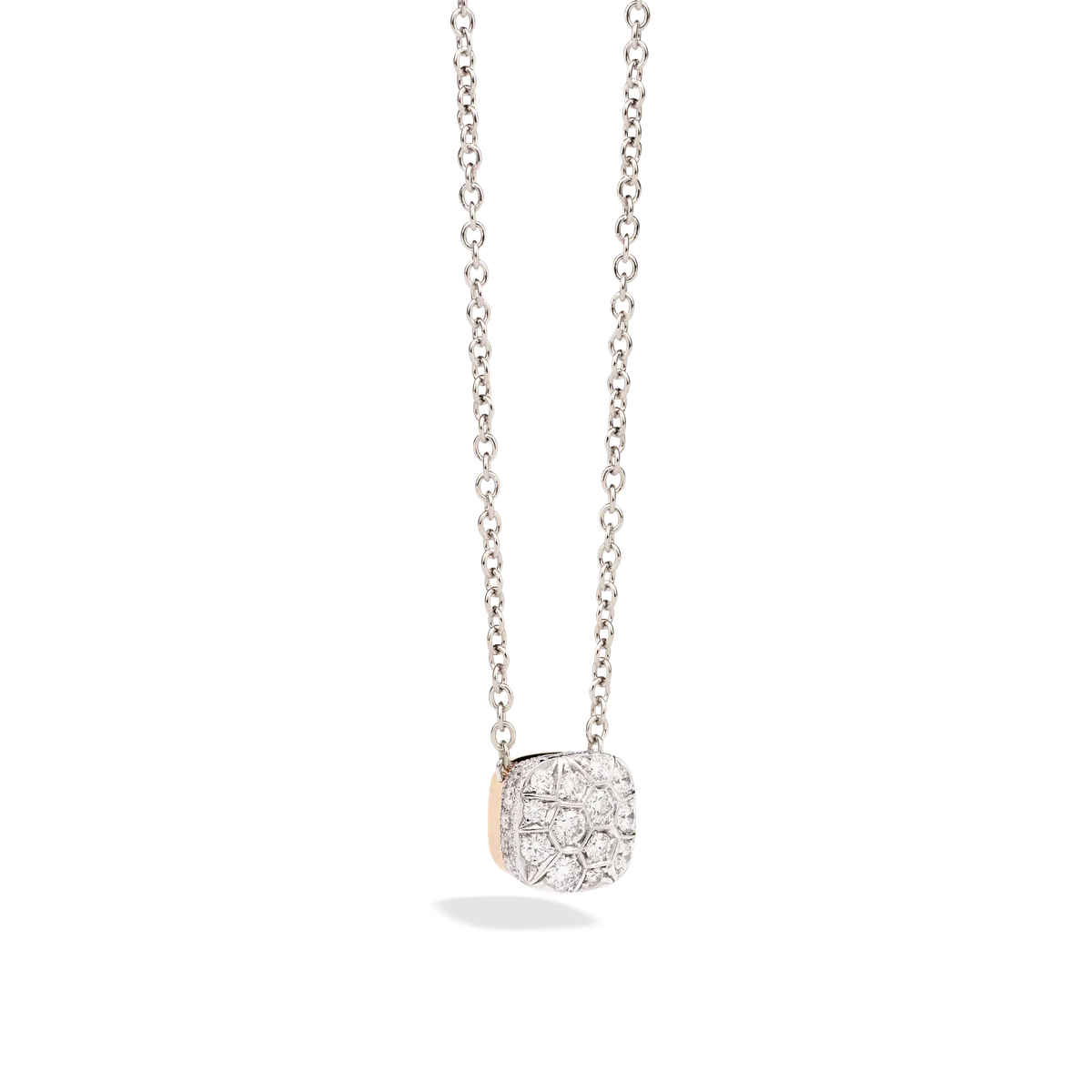 Pomellato 18k white and rose gold pendant with chain.