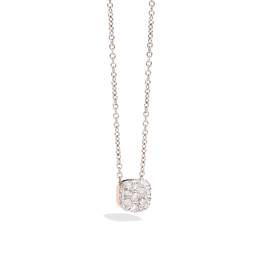Pomellato 18k white and rose gold pendant with chain.
