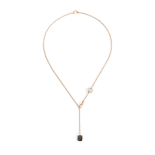 Pomellato 18k white rhodium plated and 18k rose gold Sabbia necklace