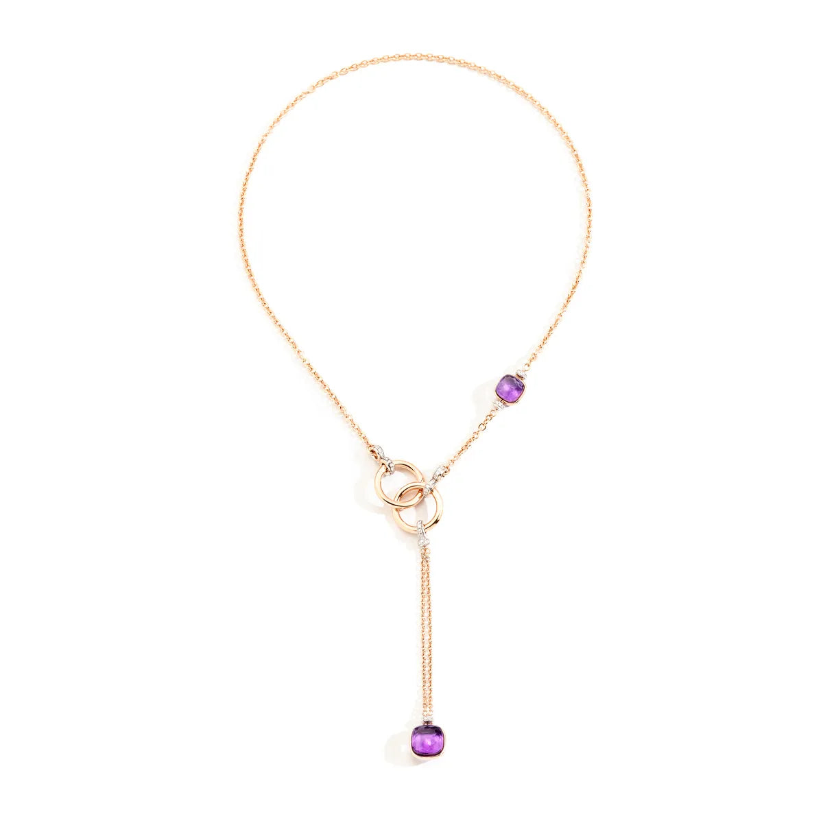 Pomellato 18k rose gold and white gold lariat necklace Nudo