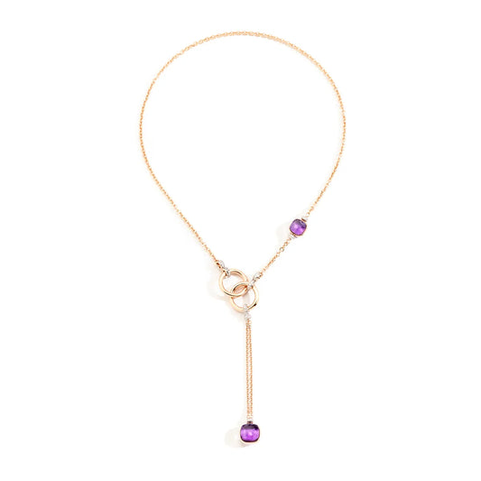 Pomellato 18k rose gold and white gold lariat necklace Nudo