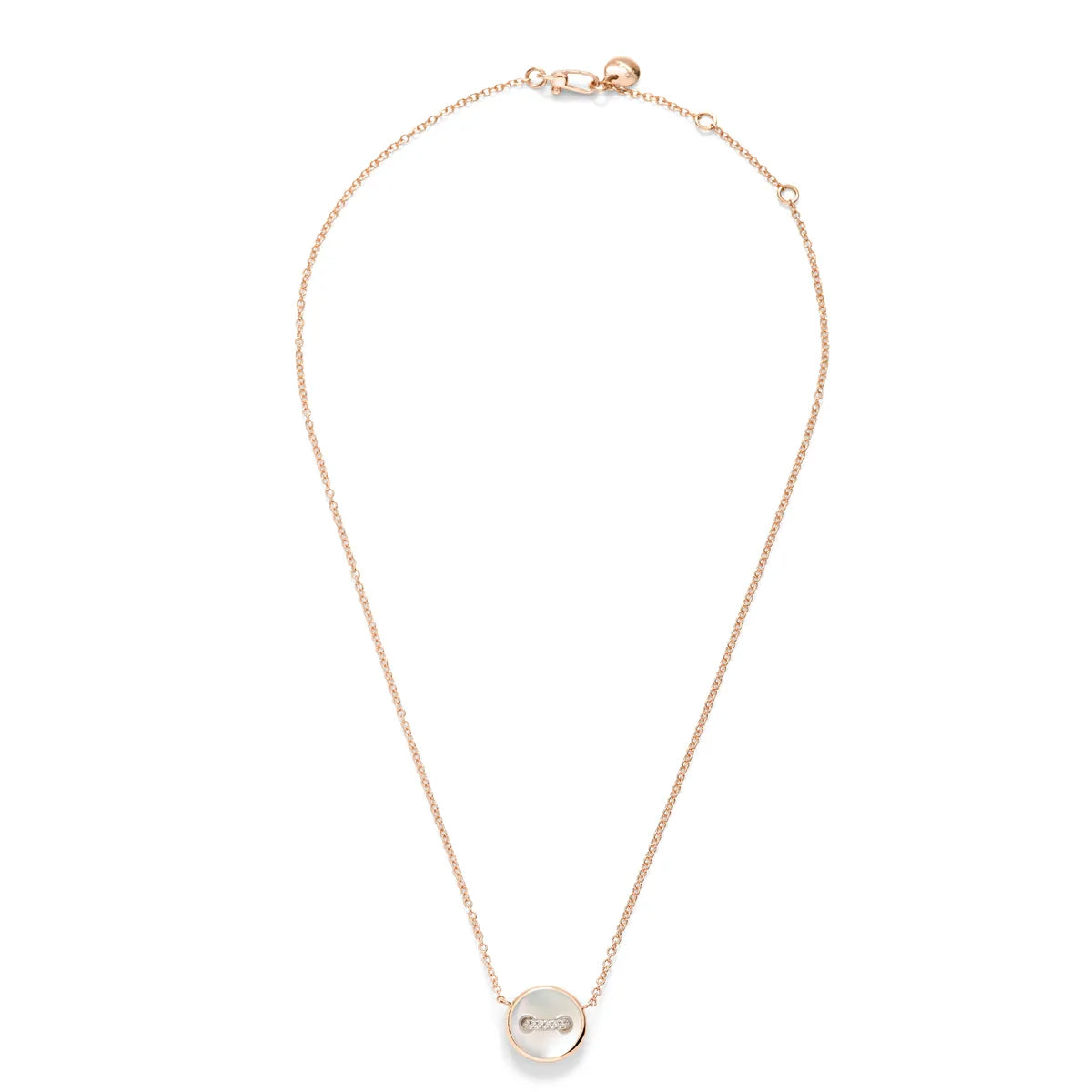 Pomellato 18k White Rhodium Plated Rose Gold Pom Pom Dot Necklace with Pendant