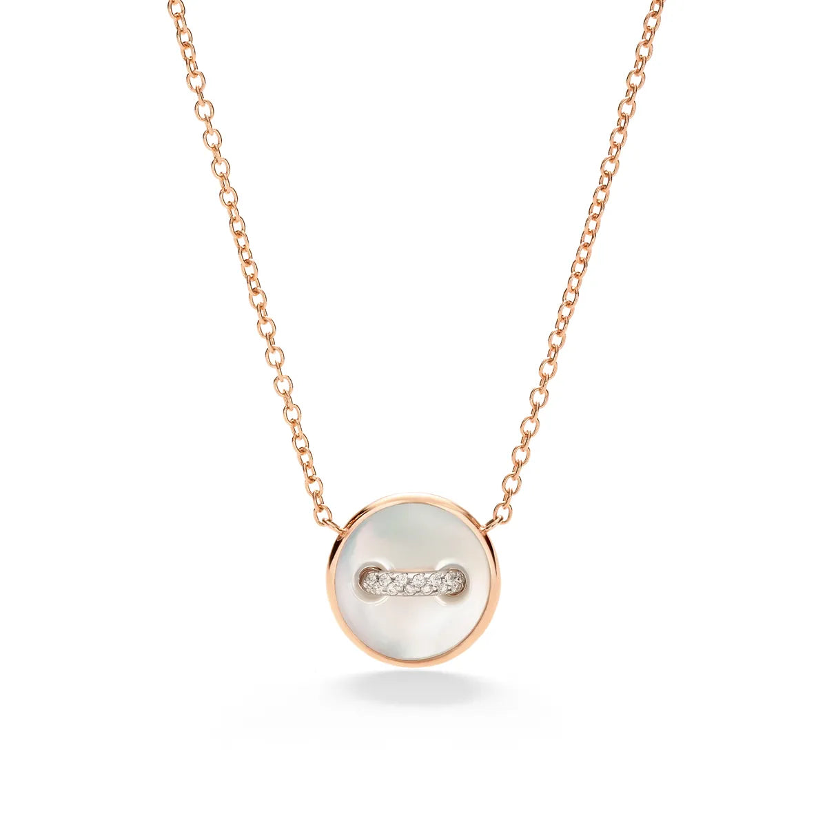 Pomellato 18k White Rhodium Plated Rose Gold Pom Pom Dot Necklace with Pendant