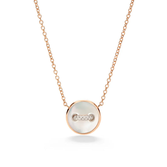 Pomellato 18k White Rhodium Plated Rose Gold Pom Pom Dot Necklace with Pendant